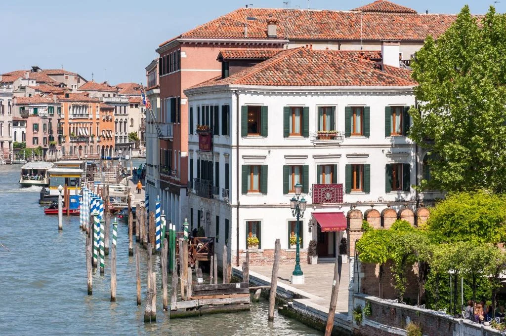 Canal Grande hotel façade and landing Canal Grande hotel façade and landing