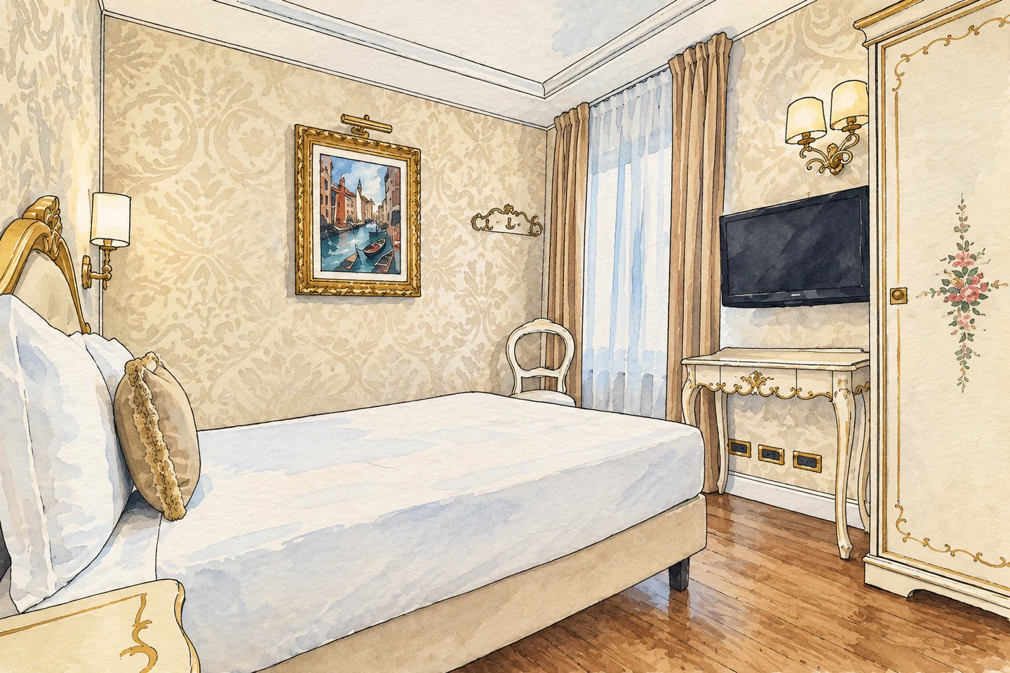 Ilustração — um quarto no Hotel Olimpia Ilustração — um quarto no Hotel Olimpia